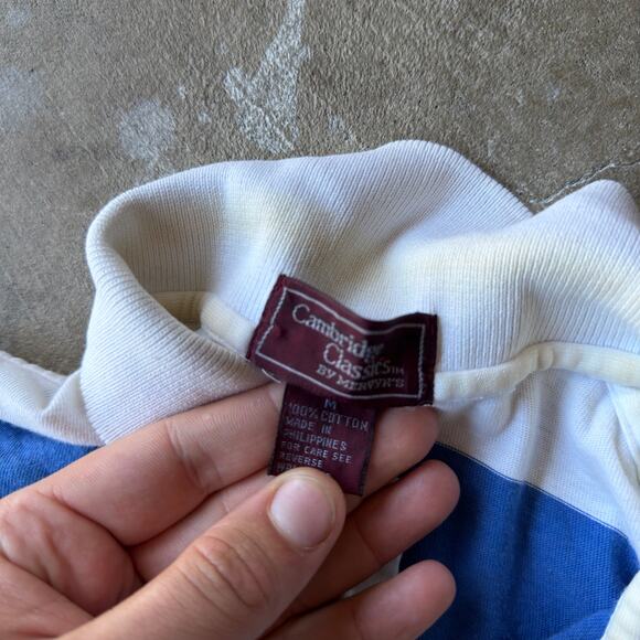 VINTAGE 90S CAMBRIDGE CLASSICS STRIPED POLO SHIRT RETRO PREPPY MENS MEDIUM - Picture 4 of 6